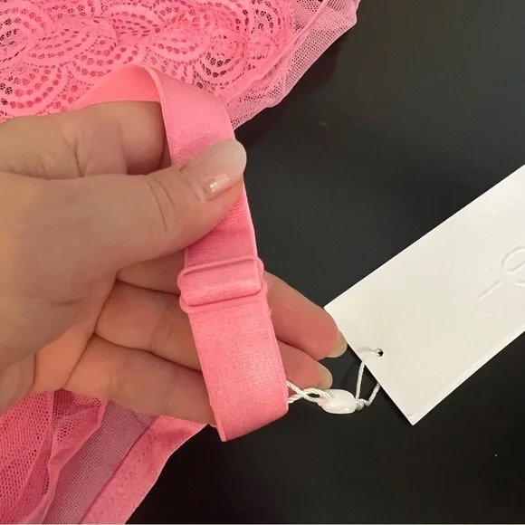 Mermaid Scales bubblegum pink Lace Full Coverage Plus Size Underwire Bra 38C NIB - Picture 10 of 13